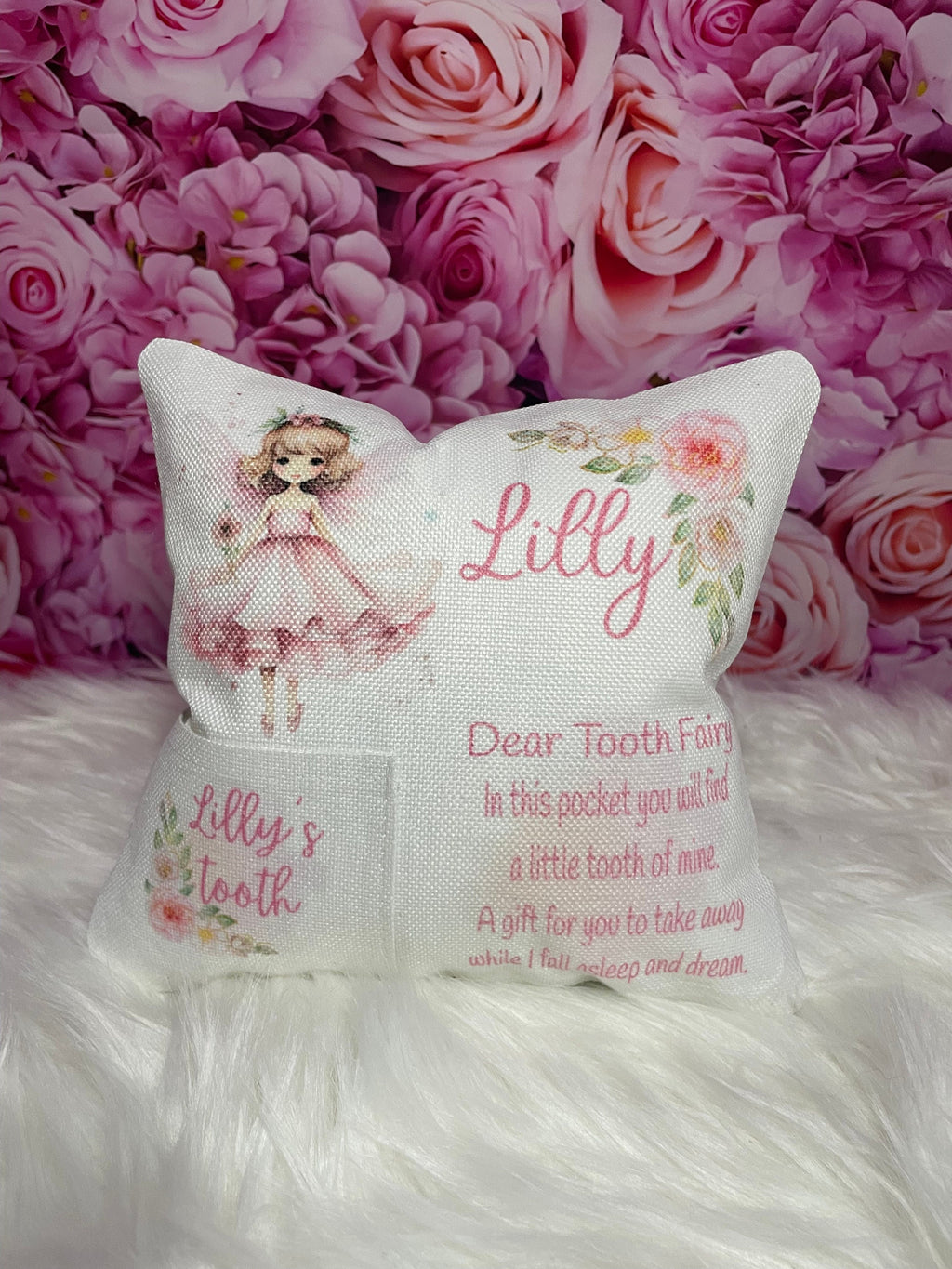 Tooth Fairy pillow personalised with name