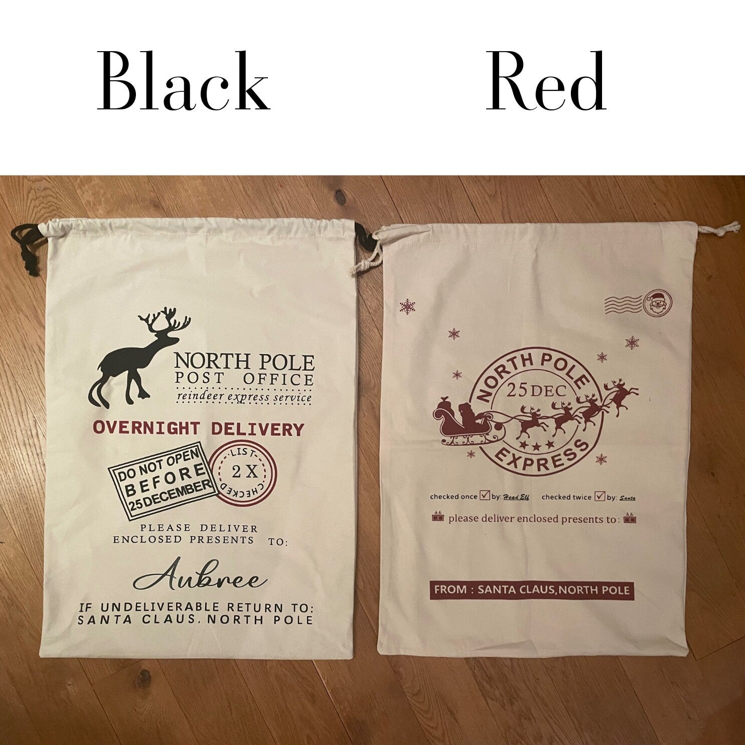 Santa sack personalised with name