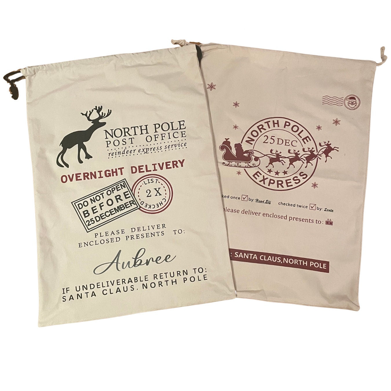 Santa sack personalised with name