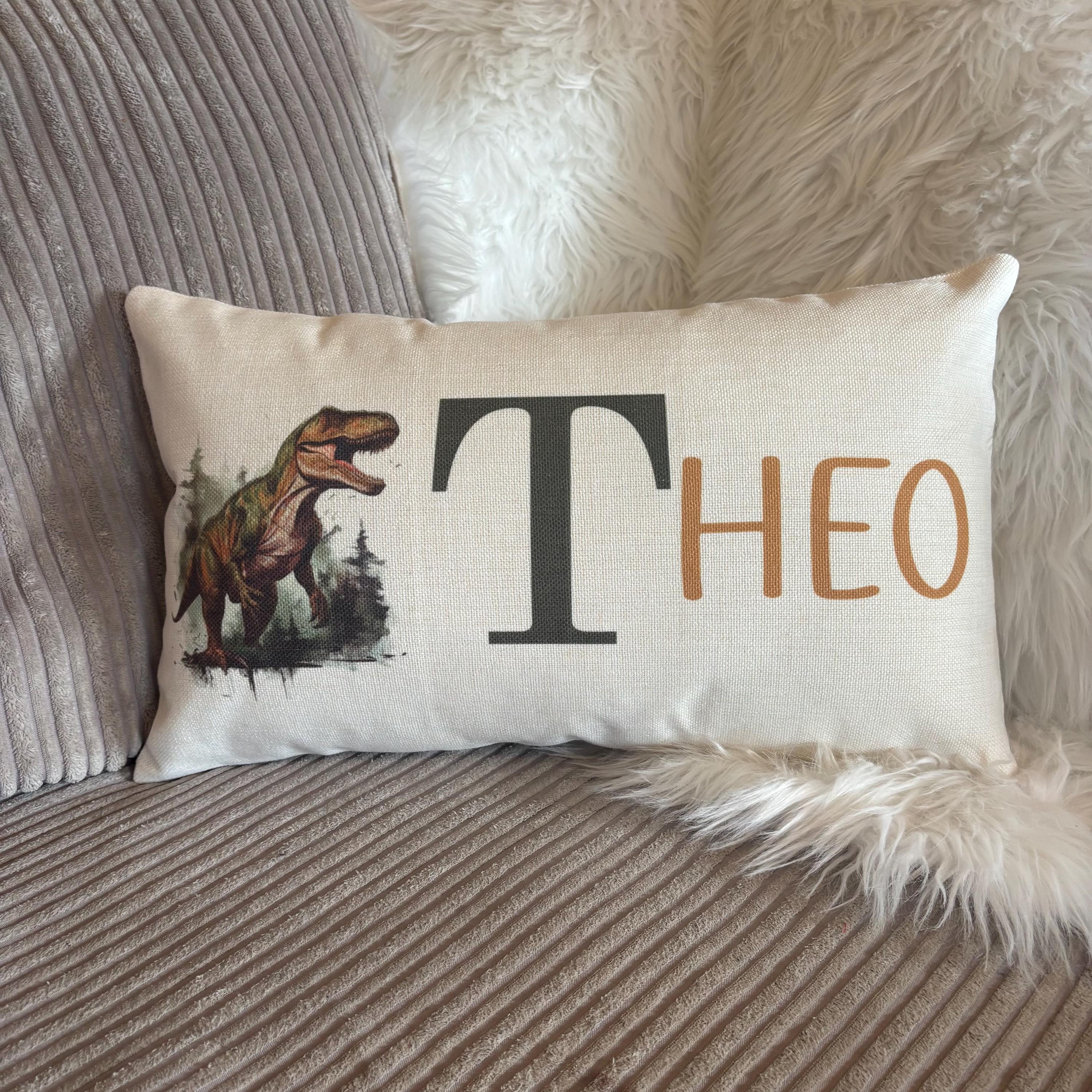 Dinosaur personalised name cushion birthday gift for kids