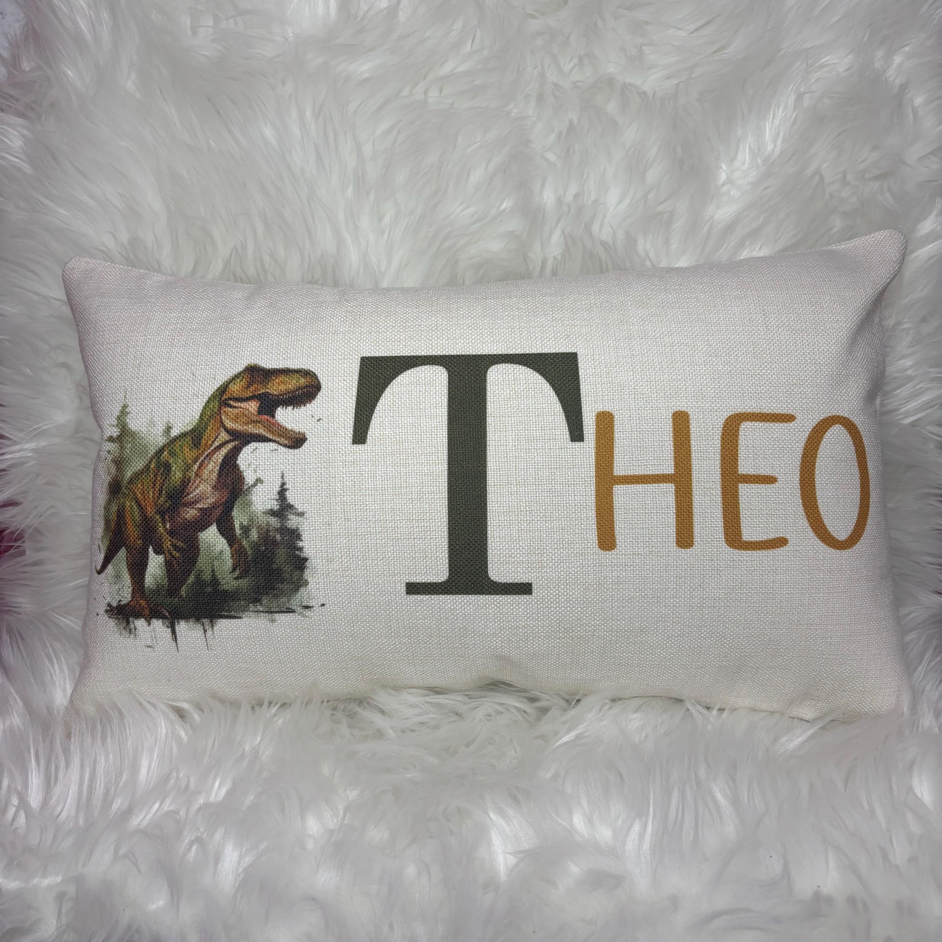 Dinosaur personalised name cushion birthday gift for kids