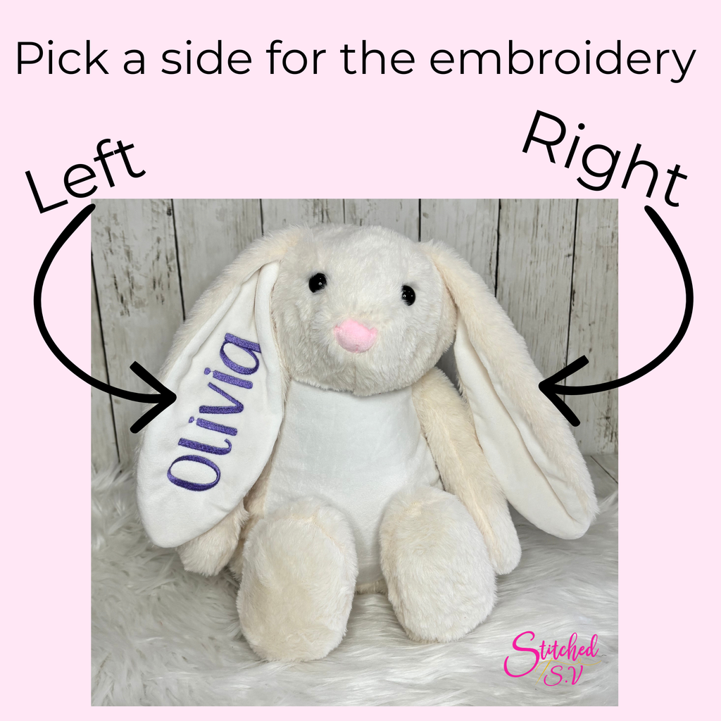 Soft toy bunny embroidered with name