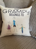 Personalised child’s drawing linen cushion