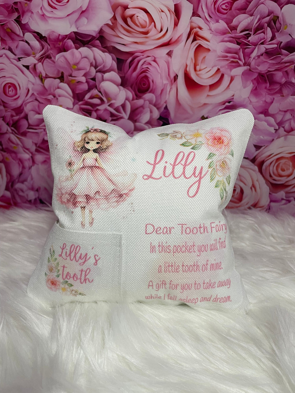 Tooth Fairy pillow personalised with name