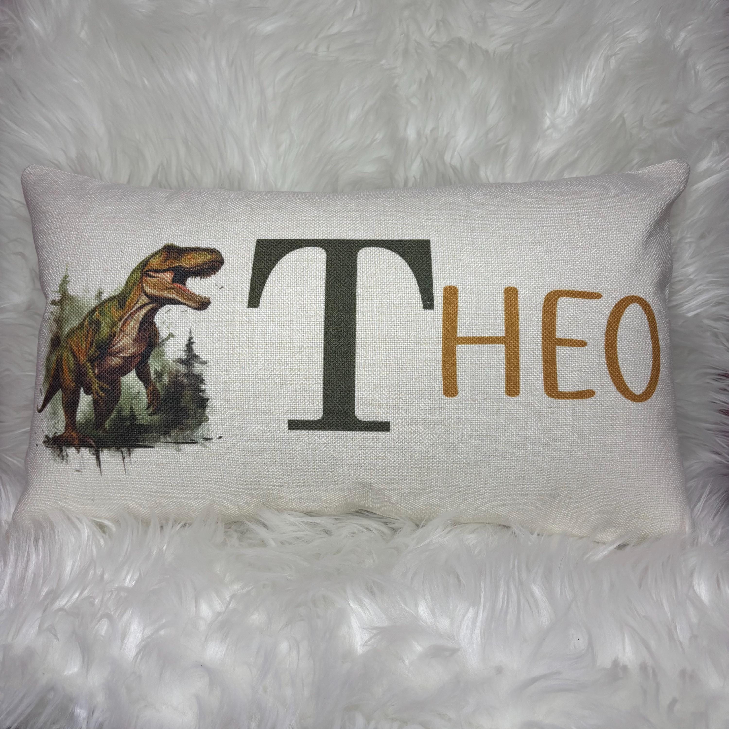 Dinosaur personalised name cushion birthday gift for kids