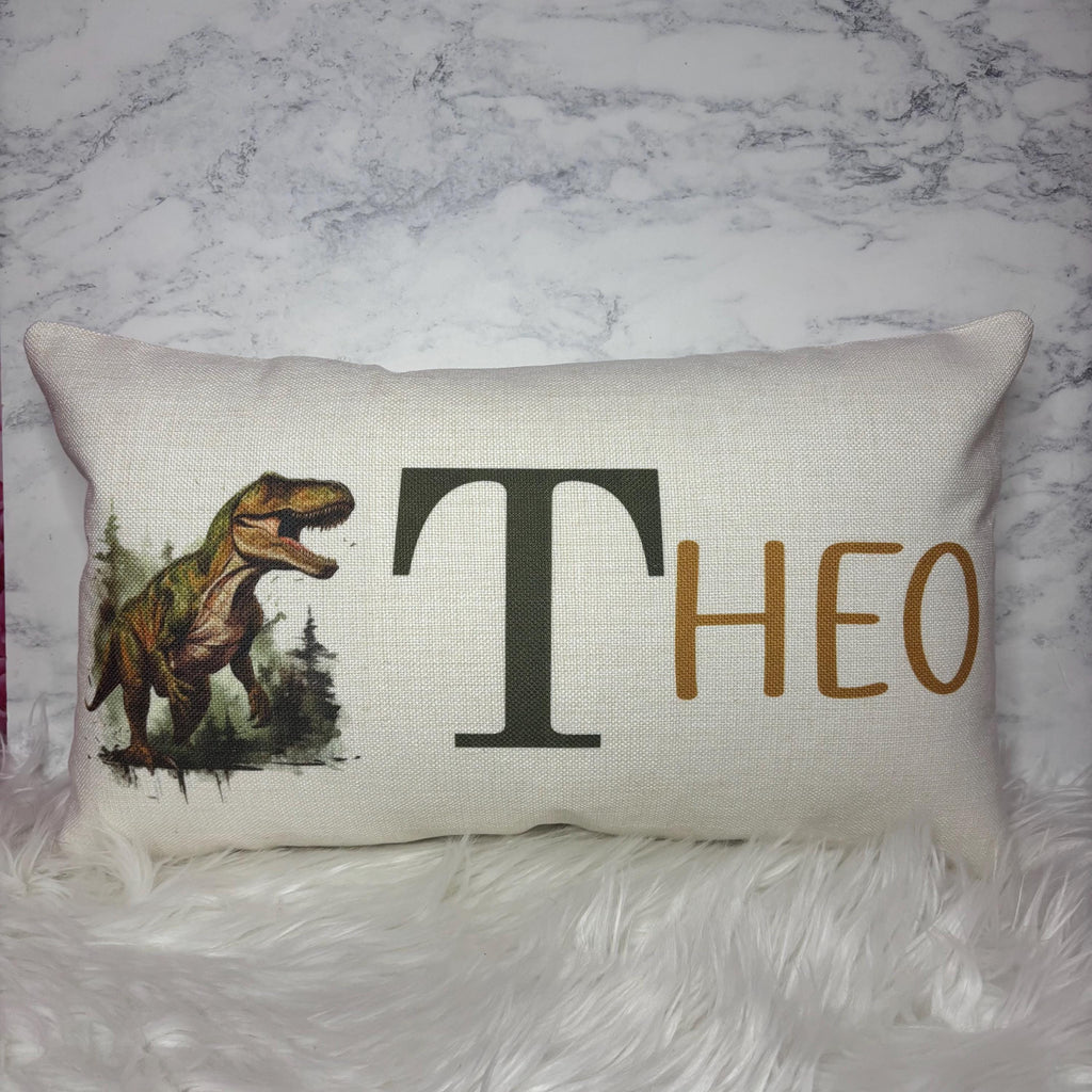 Dinosaur personalised name cushion birthday gift for kids