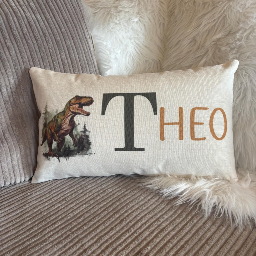 Dinosaur personalised name cushion birthday gift for kids